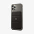 AMP02835 - Universal Card Holder Smart Fold in gunmetal showing the front attached to the back of a device